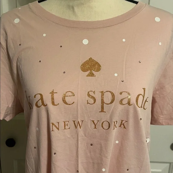 NWT, KATE SPADE ROSE SMOKE EMBELLISHED TEE SHIRT SIZE XL - Picture 3 of 8